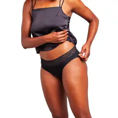 BLOODY GREEN - Calzón Menstrual Bikini Lujo Flujo Intenso Negro