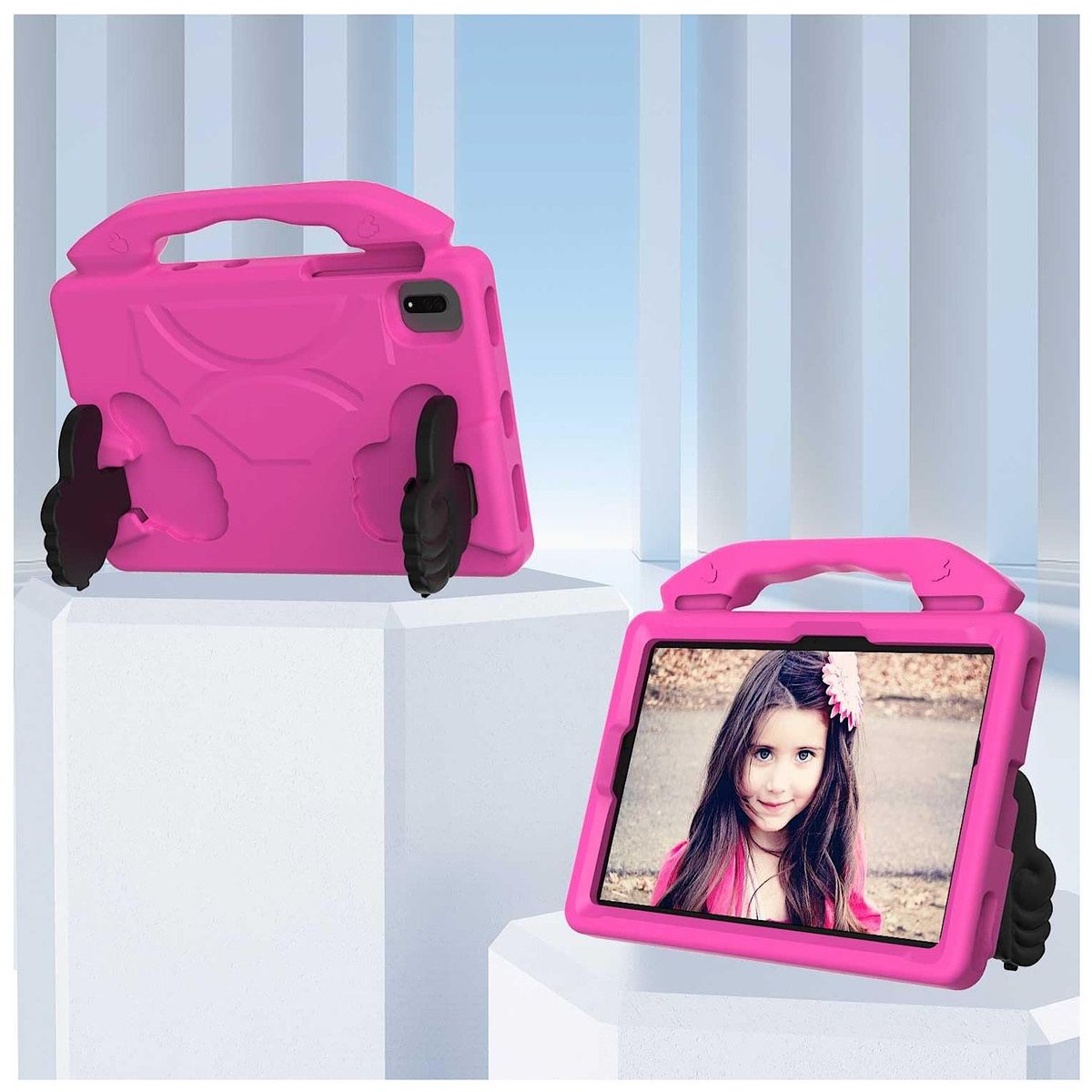 GENERICO - Carcasa Para Tab Samsung A9 Plus De 11 Niños Antigolpe-Rosa