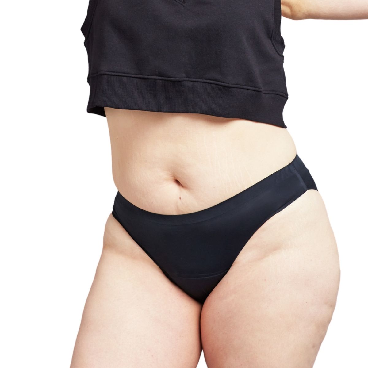 BLOODY GREEN - Calzón Menstrual Seamless - Sin Costura Flujo Moderado Negro.-