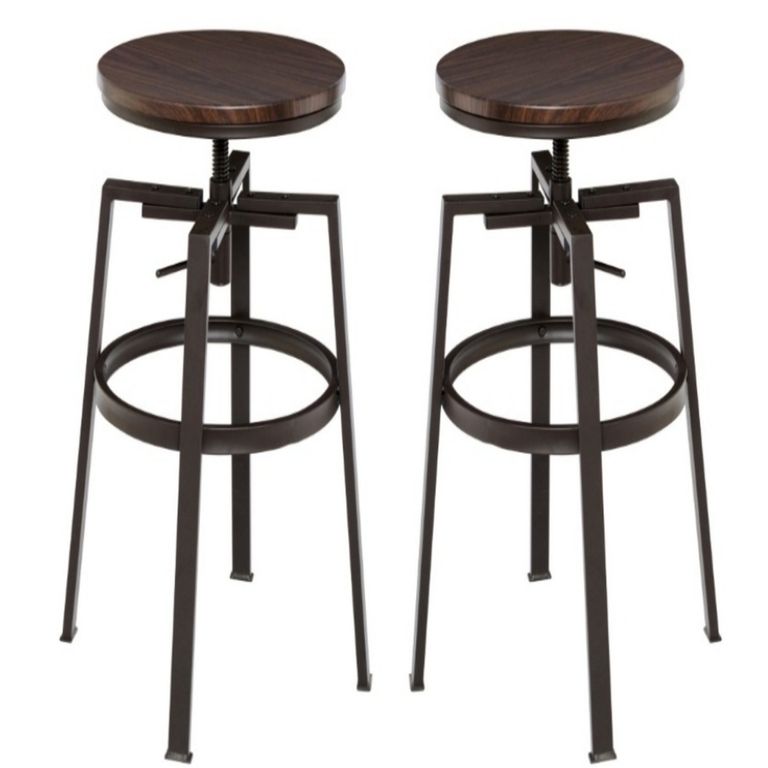Pack 2 Taburete Industrial Vintage Metal Madera