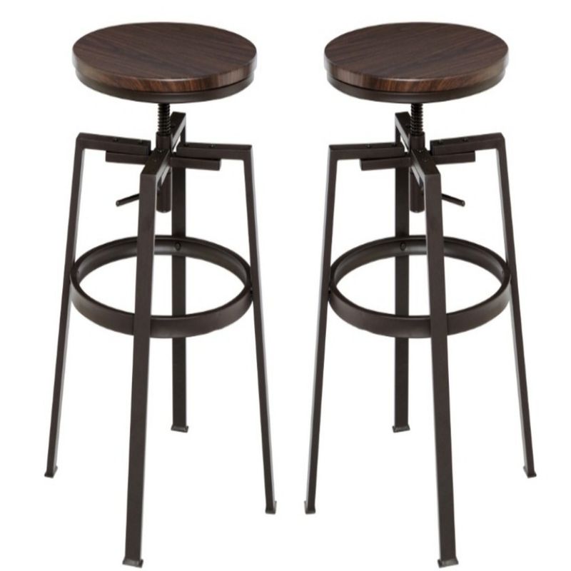GENERICO - Pack  2 Taburete Industrial Vintage Metal Madera