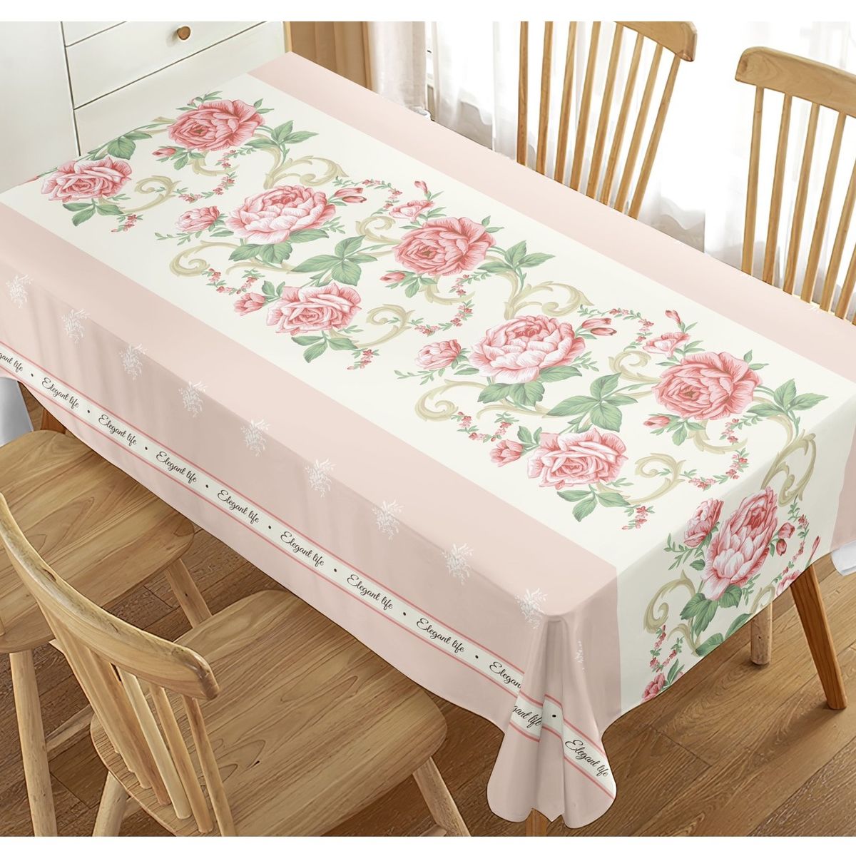 COMPRAPO - Mantel Antimanchas Mod. Rose Blossom 140 X 220 Cm Rectangular