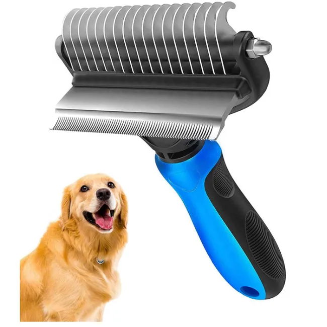 GENERICO - Peine 2 En 1 Para Perros Gatos Cepillo Grande Deslanador Pro