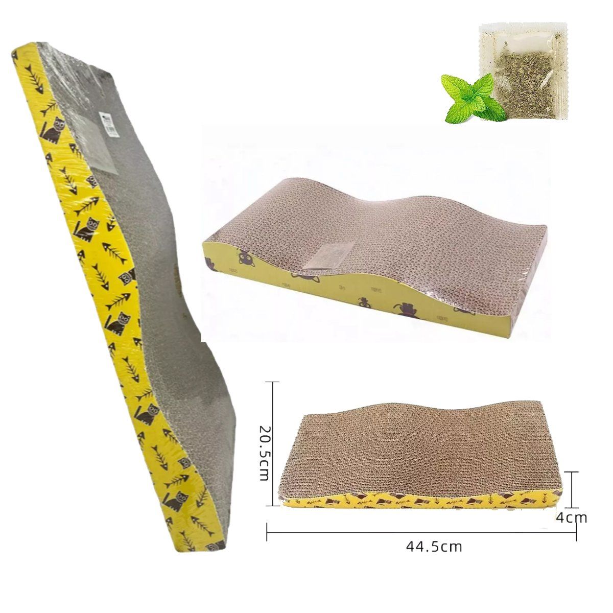 GENERICO - Rascador Para Gatos Cartón Corrugado Ondulado + Hierbas