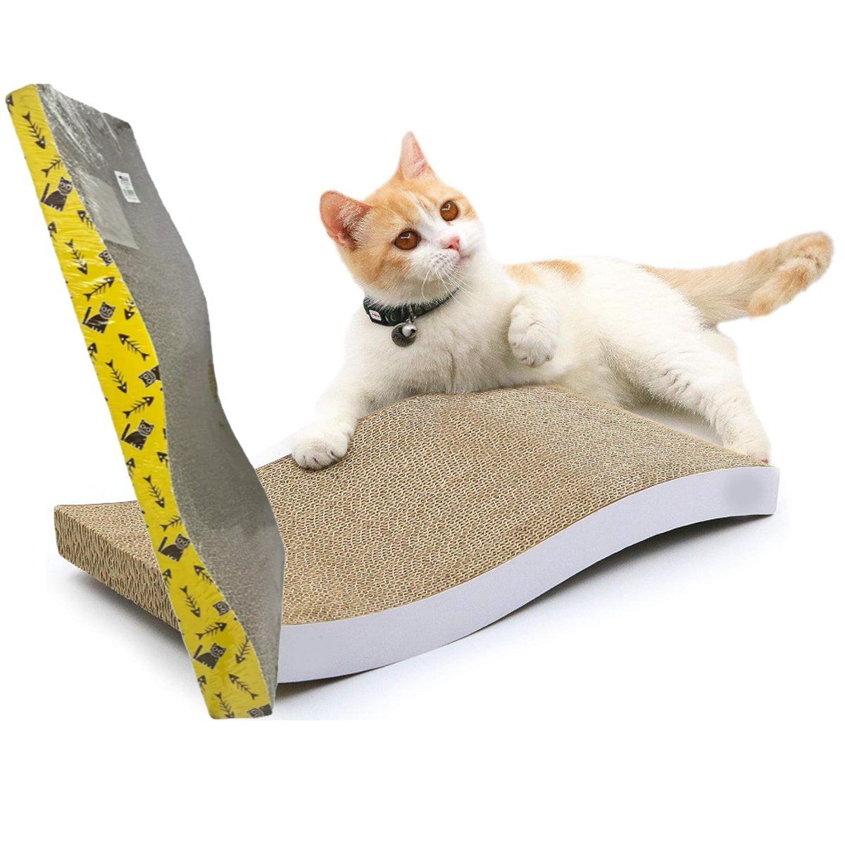 GENERICO - Rascador Para Gatos Cartón Corrugado Ondulado + Hierbas