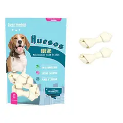 BUEN AMIGO - Snack Hueso Masticable Perro Cuero Comestible 6 Und