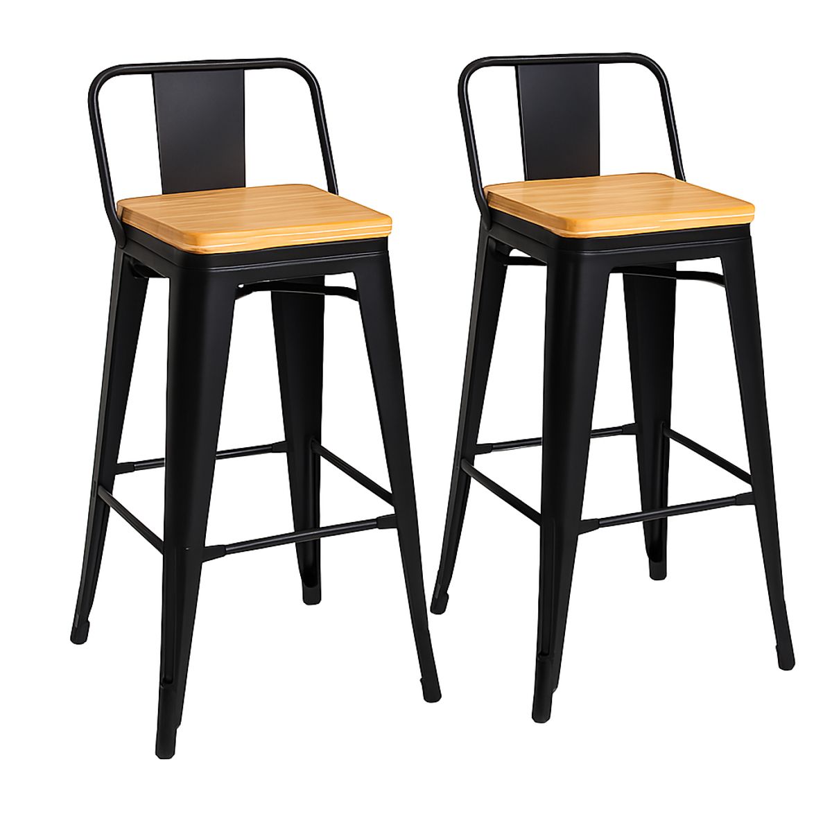 MOBOI - Pack 2 Taburetes Tolix Madera Negro 66cm