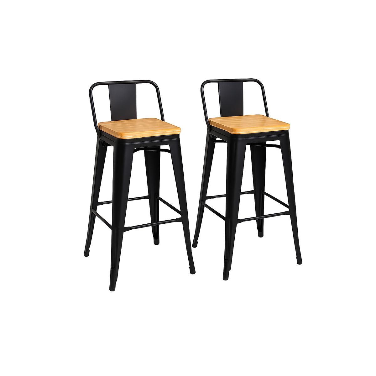 MOBOI - Pack 2 Taburetes Tolix Madera Negro 66cm