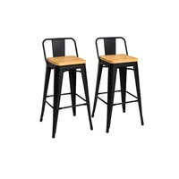 Pack 2 Taburetes Tolix Madera Negro 66cm