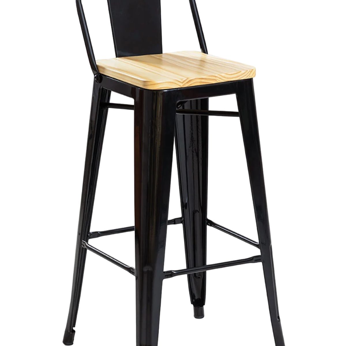 MOBOI - Taburete Tolix Madera Negro 66cm