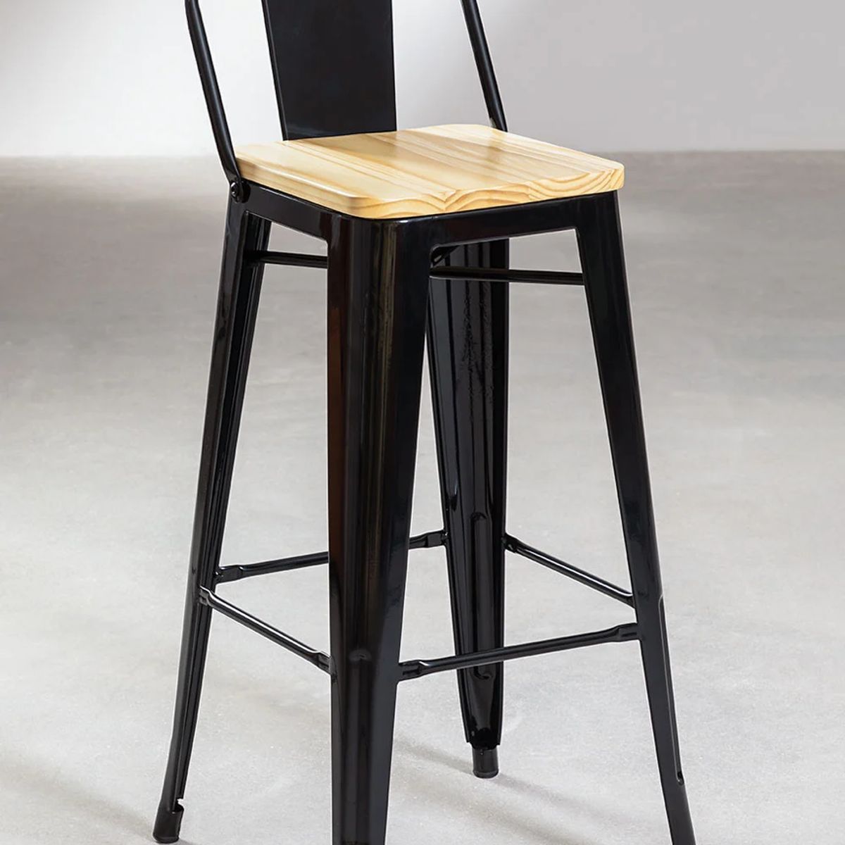 MOBOI - Taburete Tolix Madera Negro 66cm