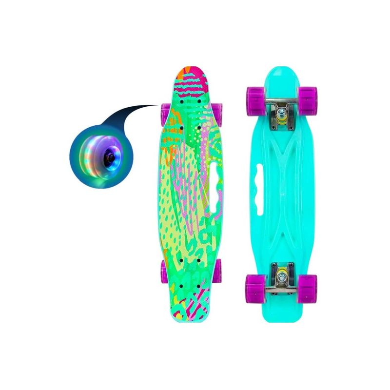 GENERICO - Skate Penny Carving Patineta Turquesa Print Ruedas Led Niñas