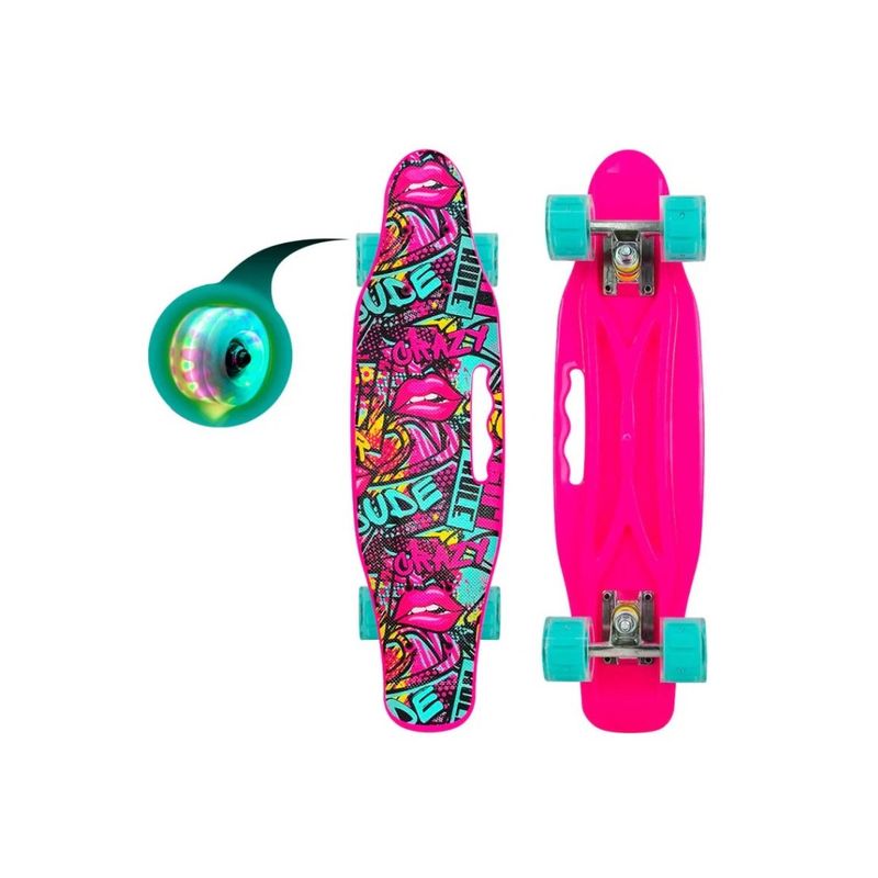 GENERICO - Skate Penny Carving Patineta Kiss Crazy Ruedas Led Niñas