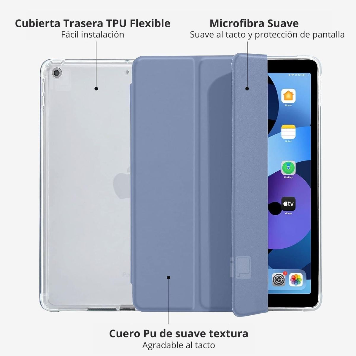 GENERICO - Funda Para iPad 9.7 (5 y 6) Ranura Lápiz Y Atrás Traslúcida - Lavanda