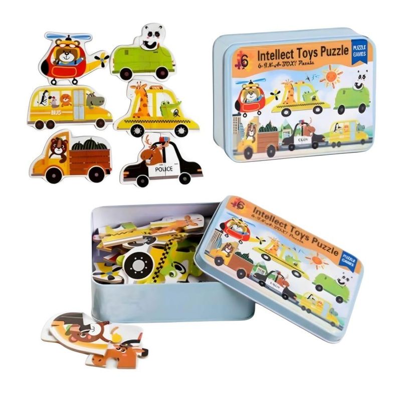 GENERICO - Set 6 Rompecabezas Caja De Lata Medios De Transporte