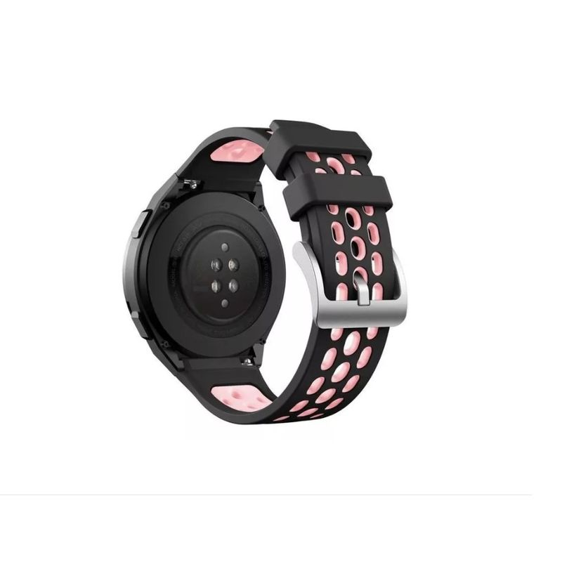 GENERICO - Correa De Silicona Bicolor Para smarwatch Huawei Gt2e Hoyos-ROSA-NEG