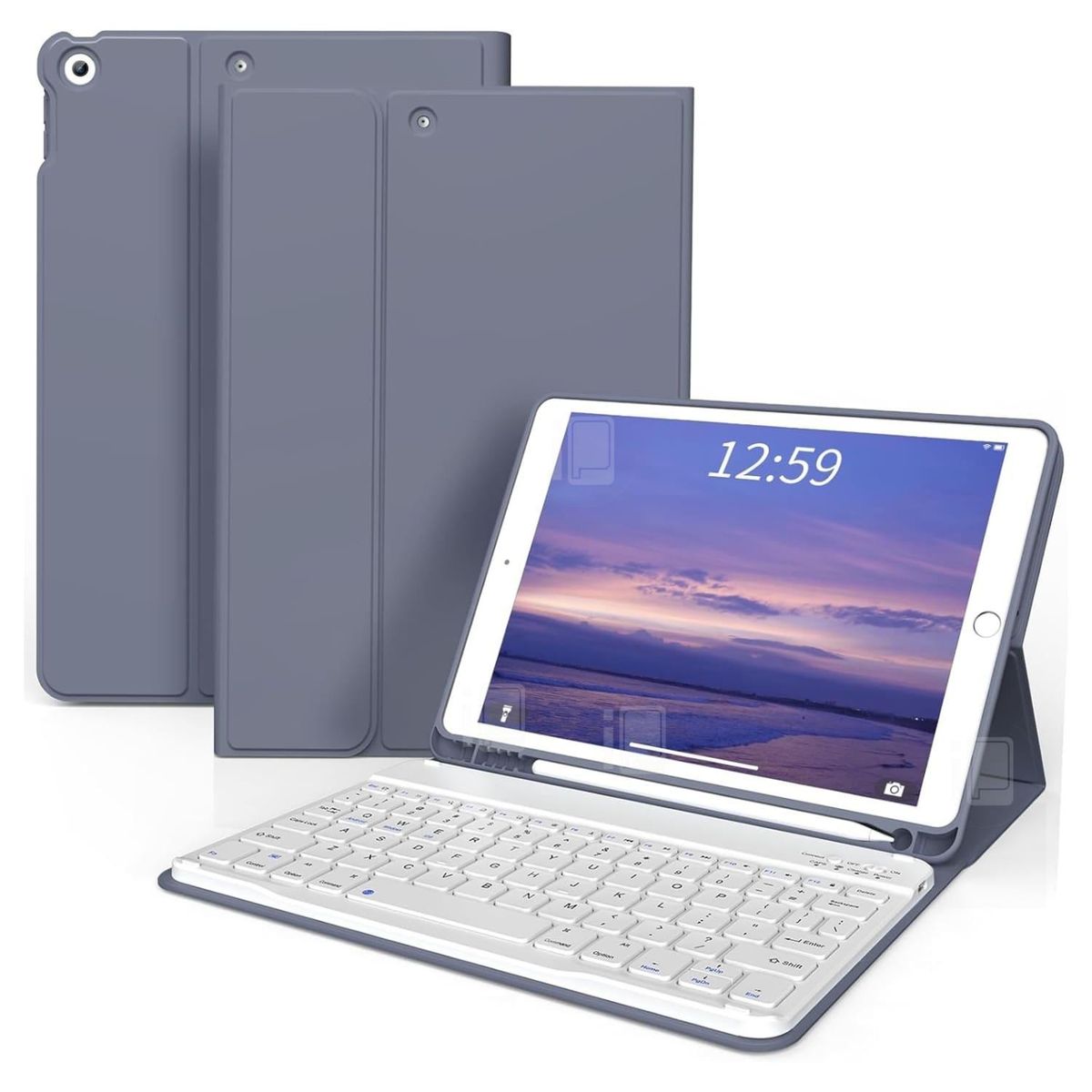 GENERICO - Funda Teclado Español Para iPad 9 10.2 Con Ranura Lápiz - Lavanda