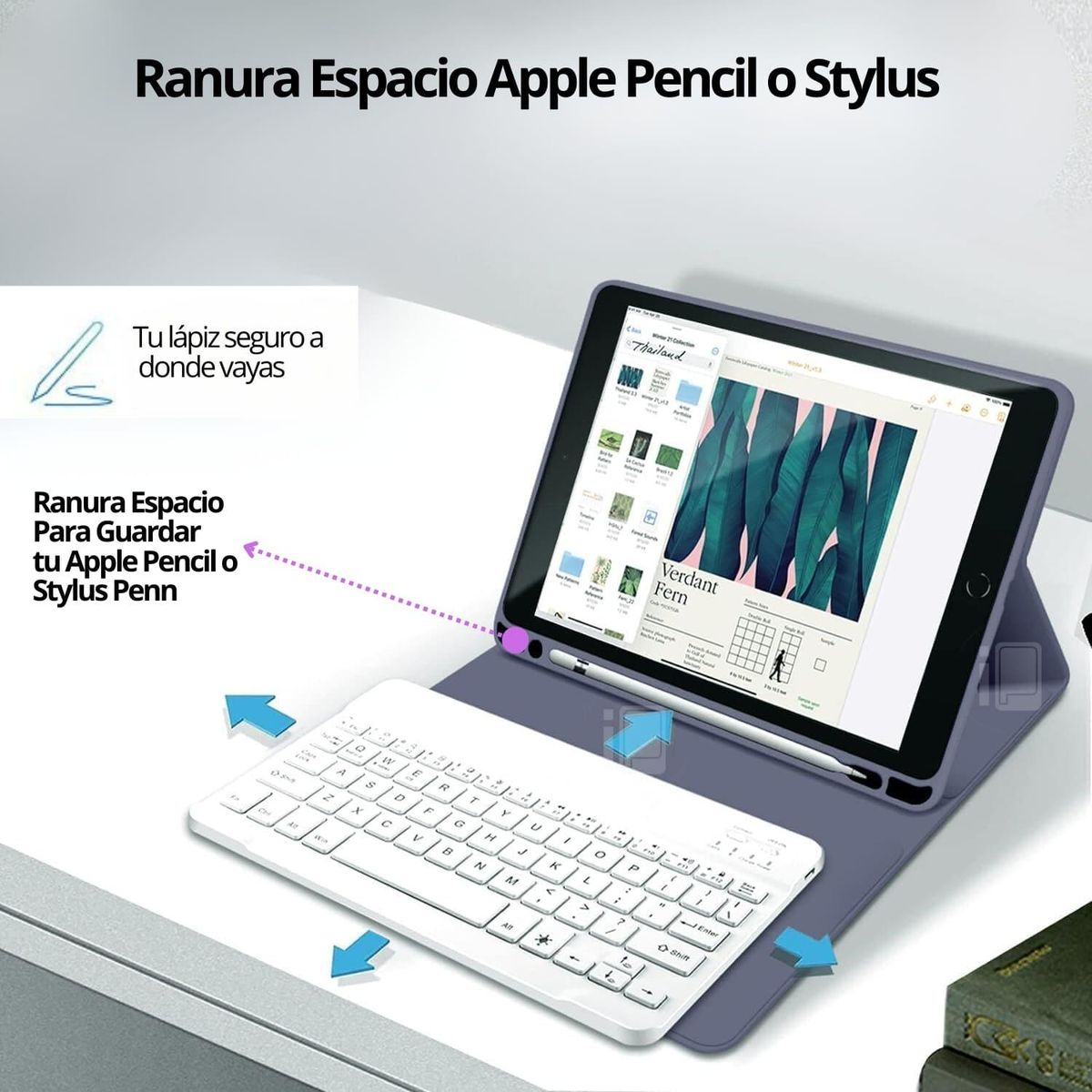 GENERICO - Funda Teclado Español Para iPad 9 10.2 Con Ranura Lápiz - Lavanda