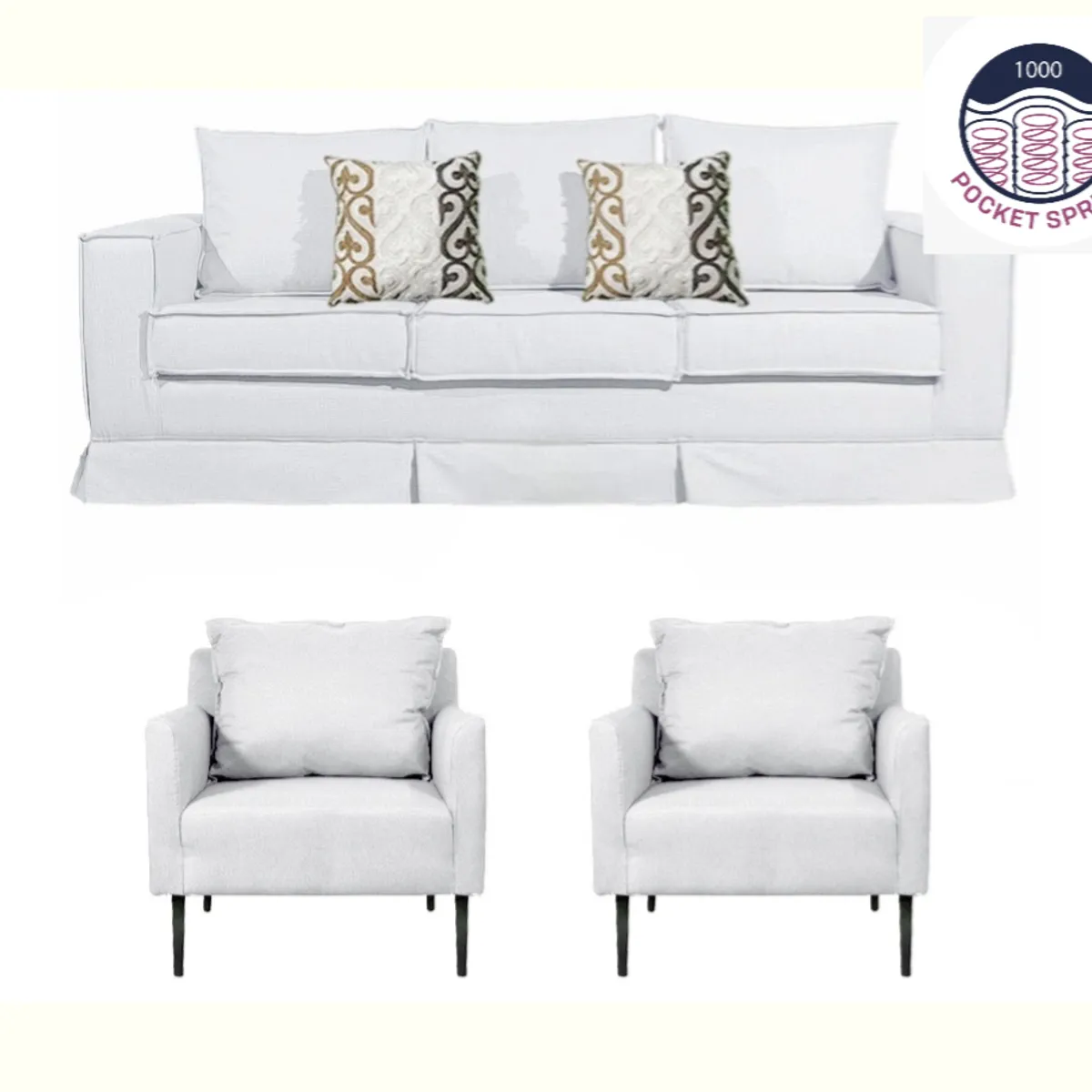 MUNDO LIVING - Living 311 Pompeya Blanco Crudo con Resortes pocket