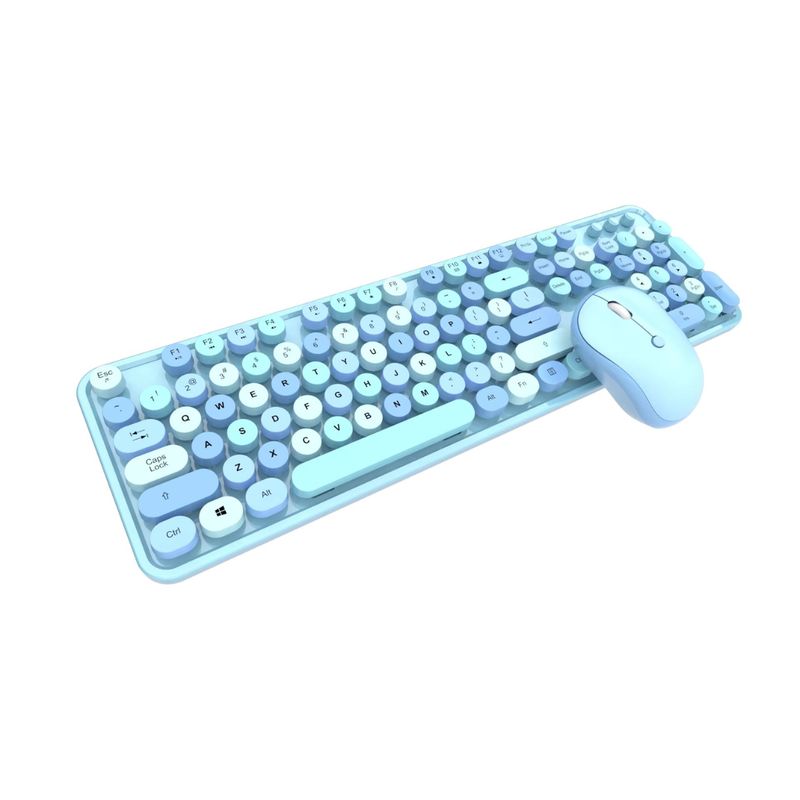 CRUSEC - Teclado + Mouse Inalámbrico Lapiz Labial Retro Azul