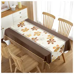 COMPRAPO - Mantel Antimanchas Mod. Flowers Brown 140 X 220 Cm Rectangular