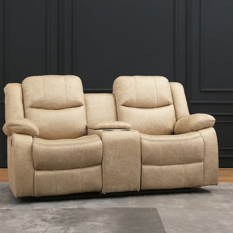 GENERICO - Sofá Reclinable Mecedora 2 Cuerpos c/Consola Smoke Beige