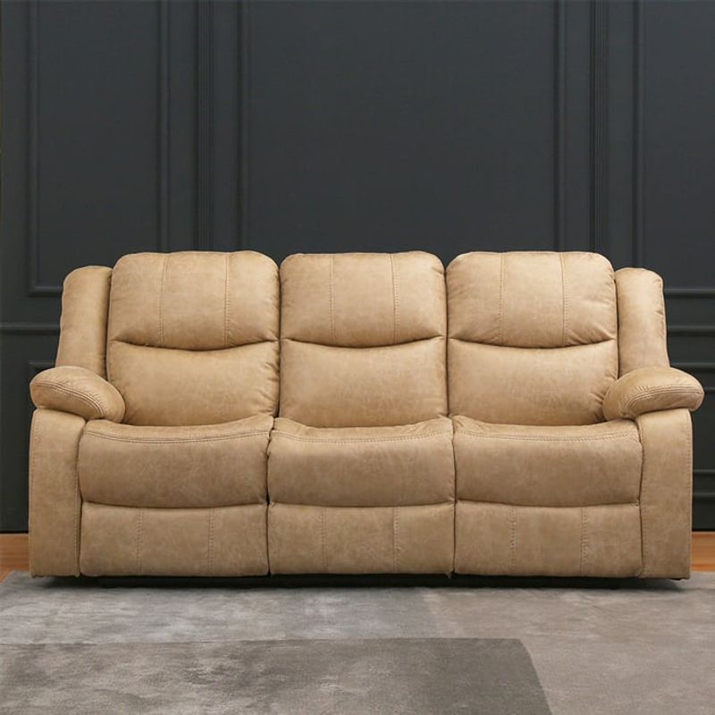 GENERICO - Sofá Reclinable 3 Cuerpos Beige C/Consola Smoke