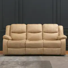GENERICO - Sofá Reclinable 3 Cuerpos Beige C/Consola Smoke