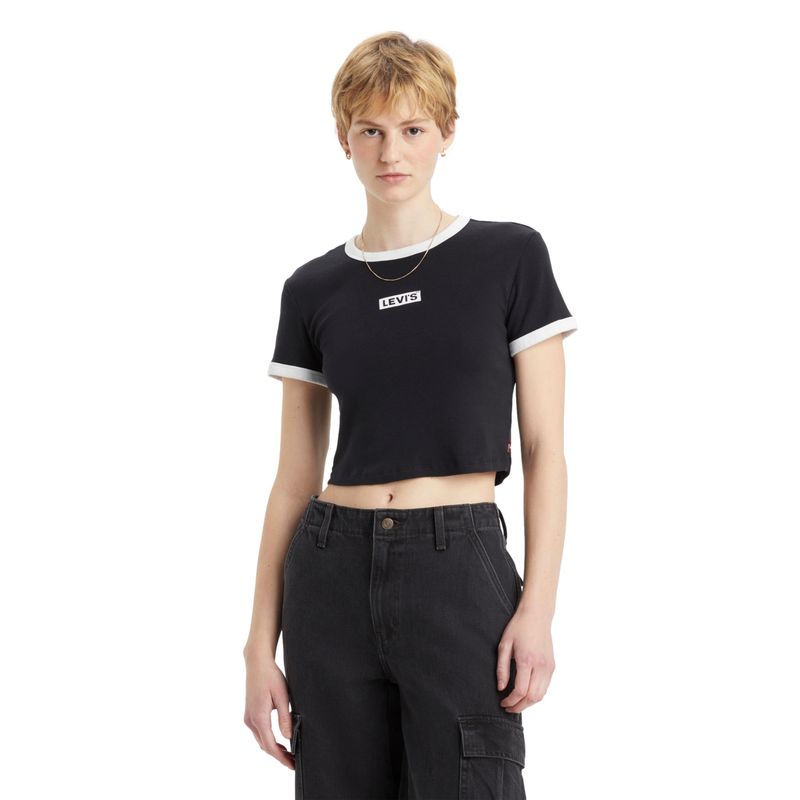 LEVIS - Polera Mujer Mini Ringer Negro Levis