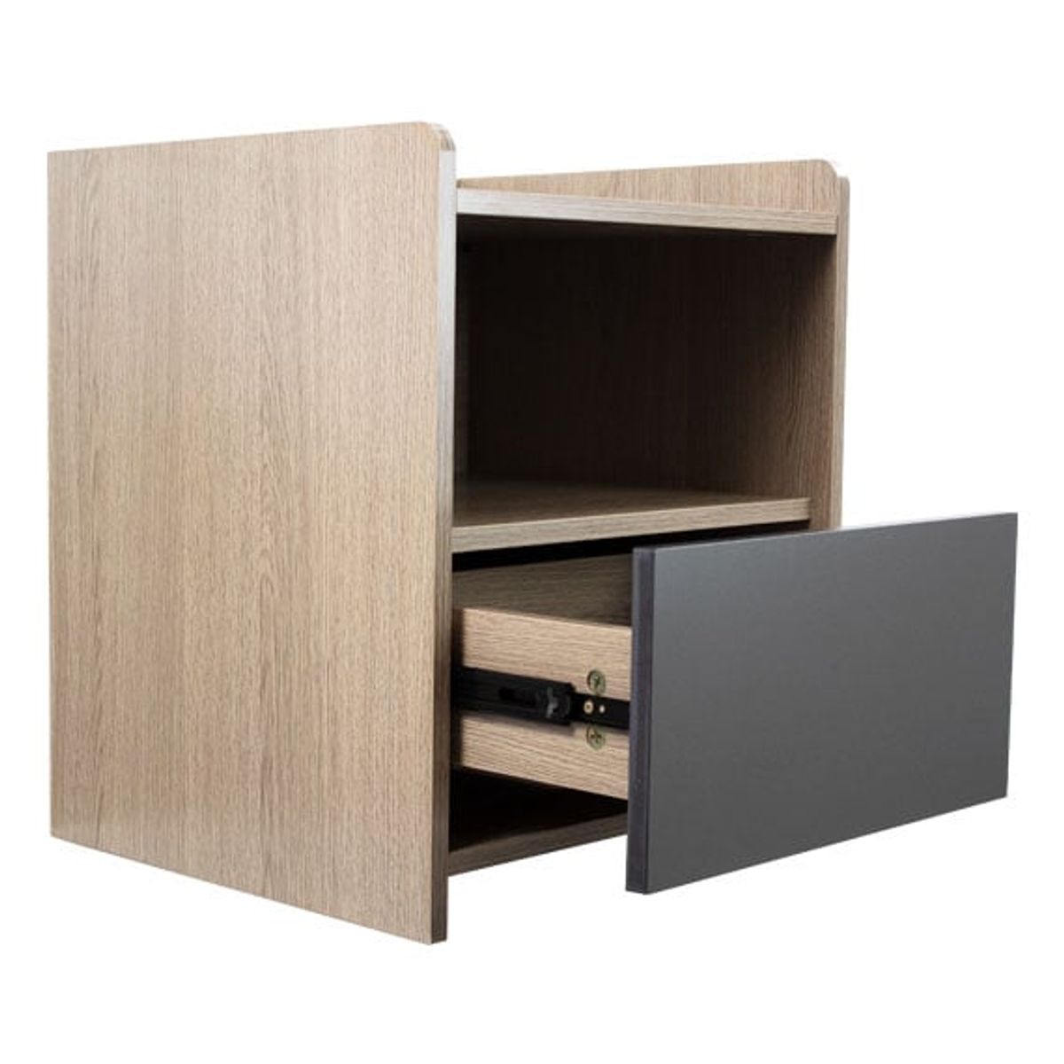 5 SUEÑO - Velador Moderno Nordico Gris Sobrio 2 Niveles 1 Cajon 43x40x50