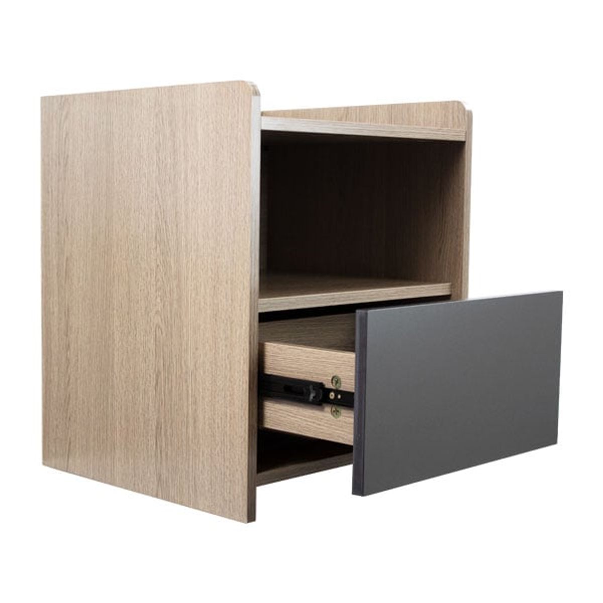 5 SUEÑO - Velador Moderno Nordico Gris Sobrio 2 Niveles 1 Cajon 43x40x50