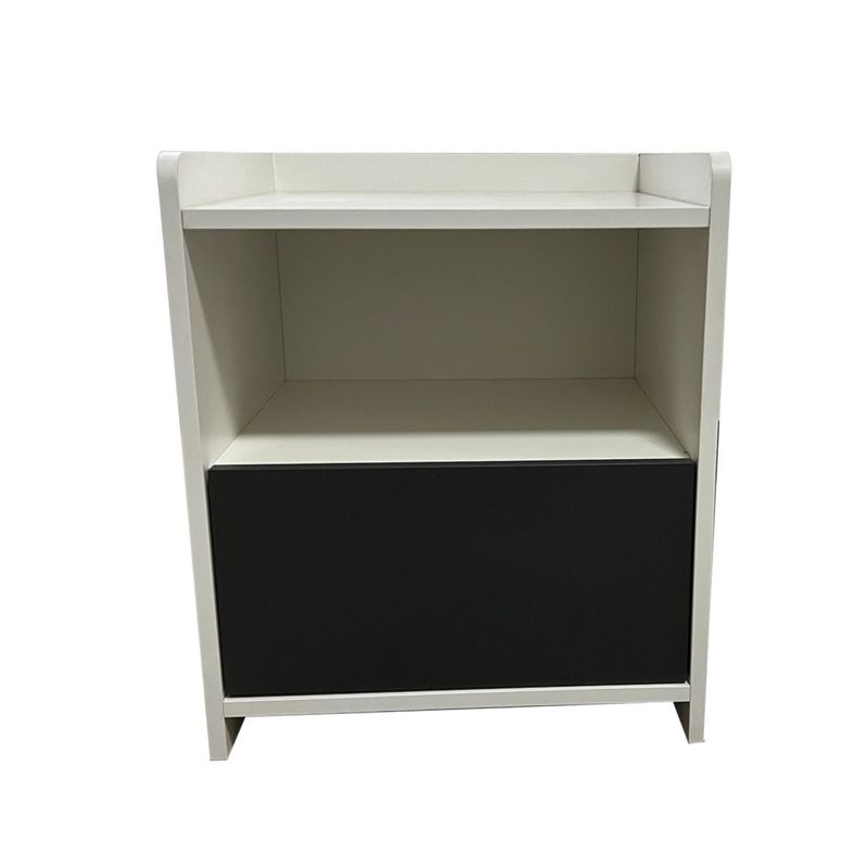 5 SUEÑO - Velador Moderno Nordico Blanco Sobrio 2 Niveles 1 Cajon 43x40x50