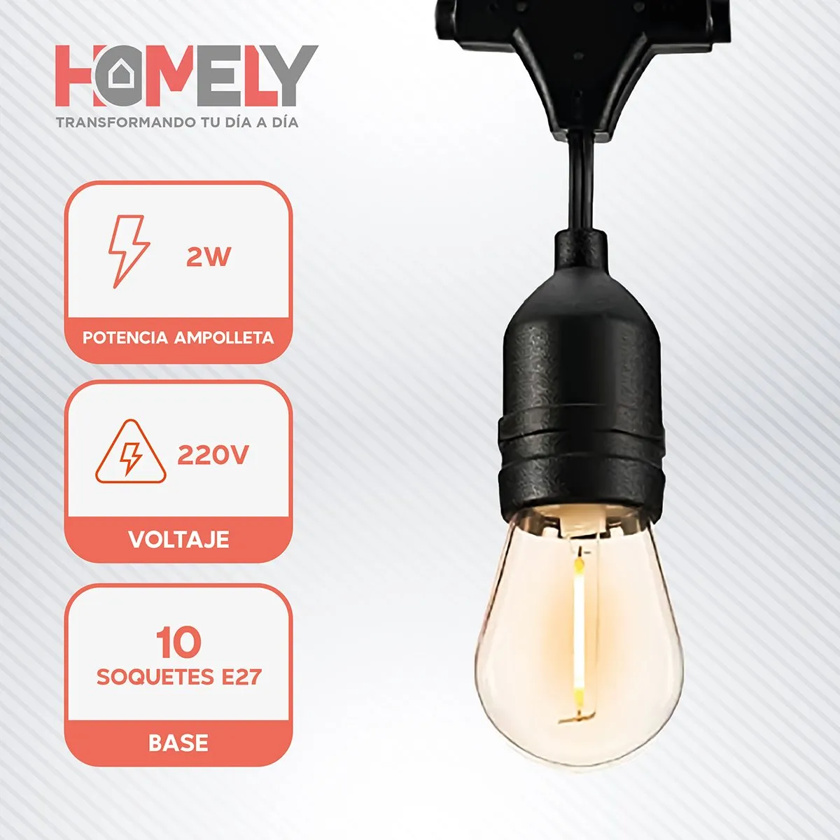HOMELY - Pack X2 Guirnalda Solar Homely Luces Terraza Vintage 10 Metros