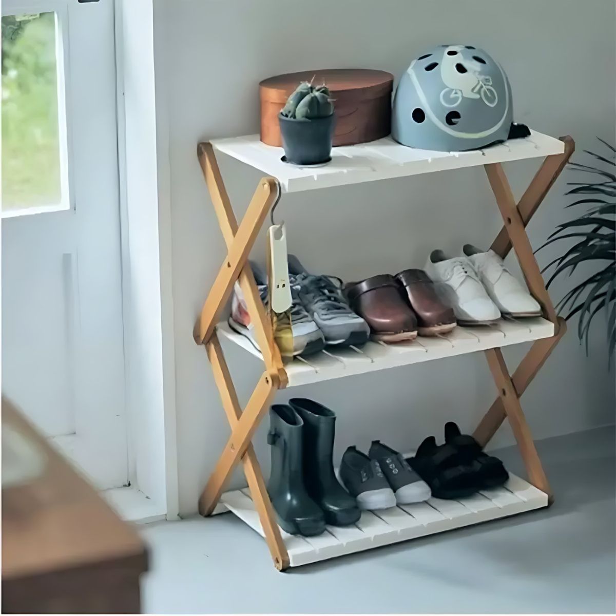 HOMESTAR - Estantería Plegable de 3 Niveles XL Rectangular Organizador