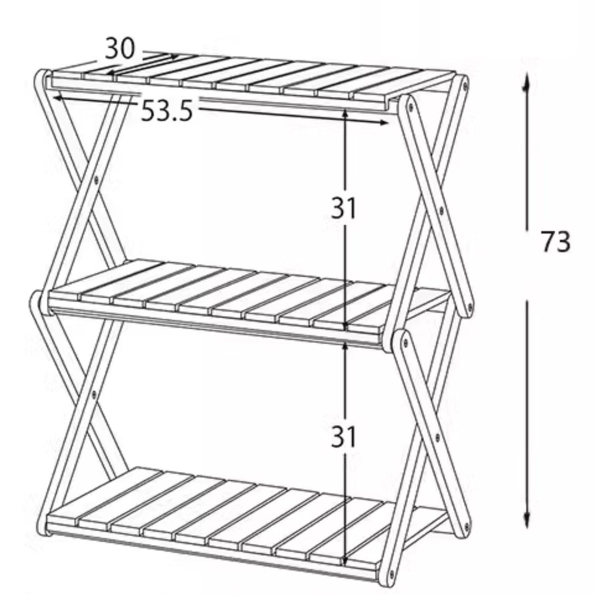 HOMESTAR - Estantería Plegable de 3 Niveles XL Rectangular Organizador