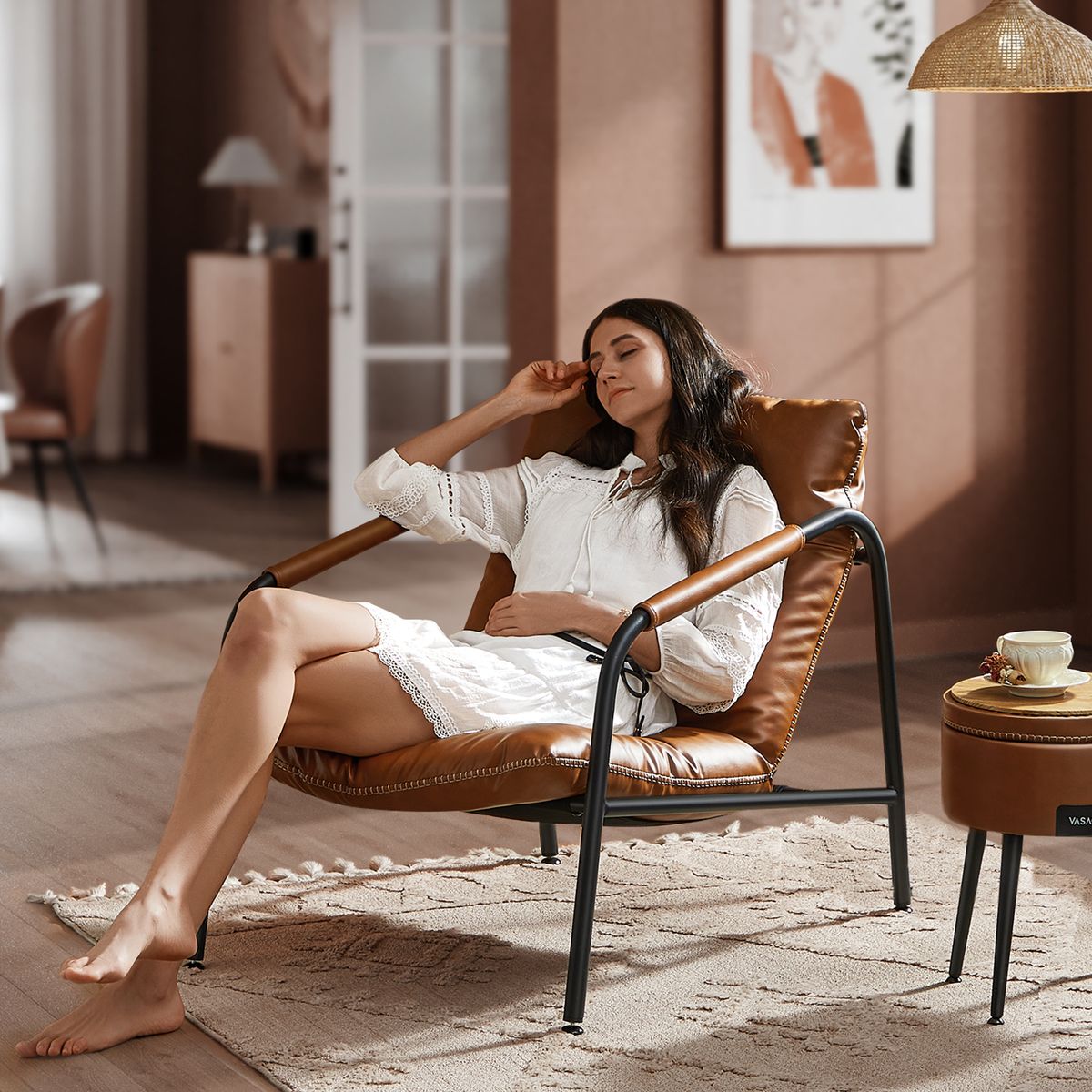 VASAGLE - Sillón Ekho con brazos marrón