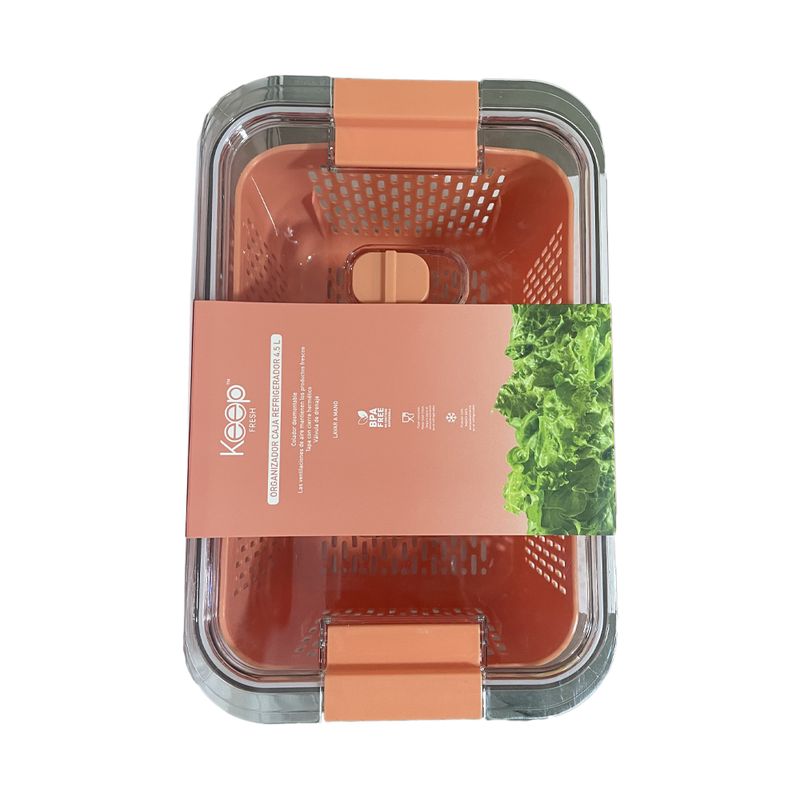 GENERICO - Organizador Caja Refrigerador 15l Keep Salmón