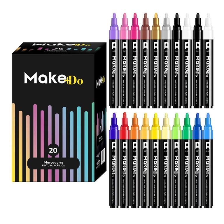 Marcadores Plumones Acrilico Make+Do 3M Set de 20 Lapices