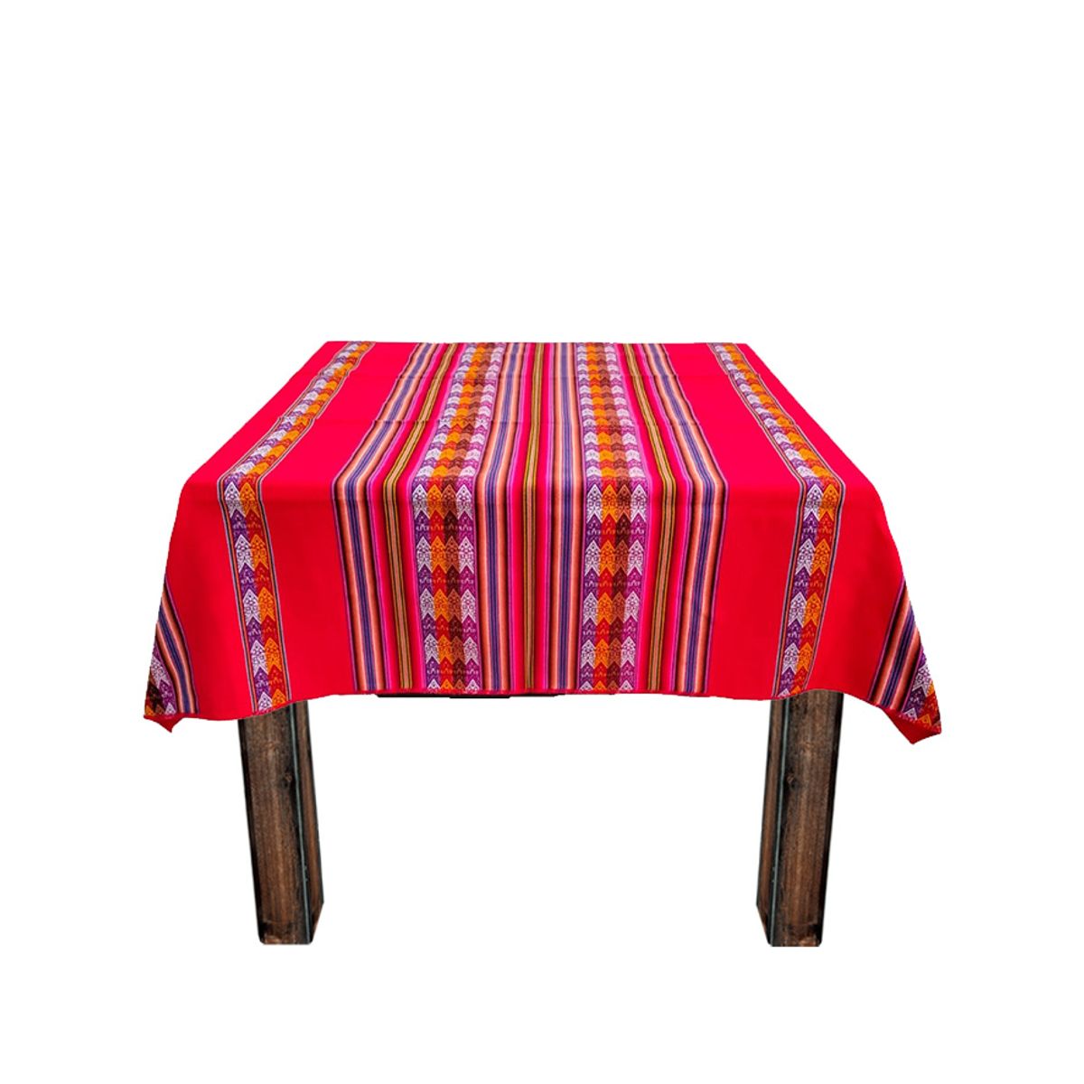 GENERICO - Manta Mantel Con Lineas Aguayo  Andino 1.20 X 1.10 Cm Rojo