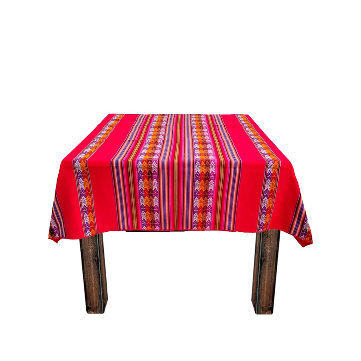 GENERICO - Manta Mantel Con Lineas Aguayo  Andino 1.20 X 1.10 Cm Rojo