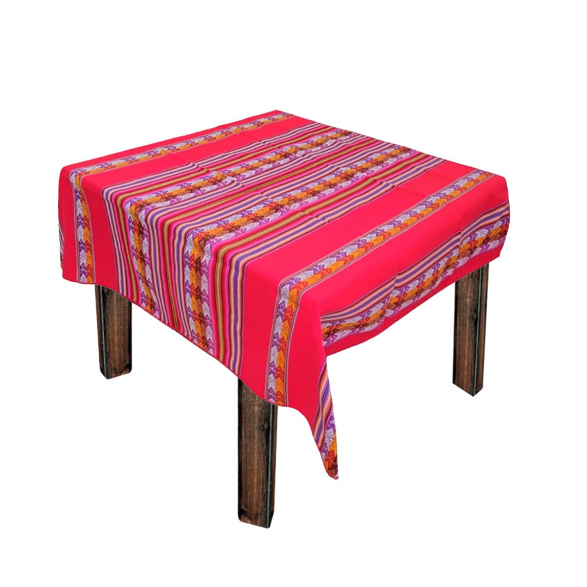 GENERICO - Manta Mantel Con Lineas Aguayo  Andino 1.20 X 1.10 Cm Rojo