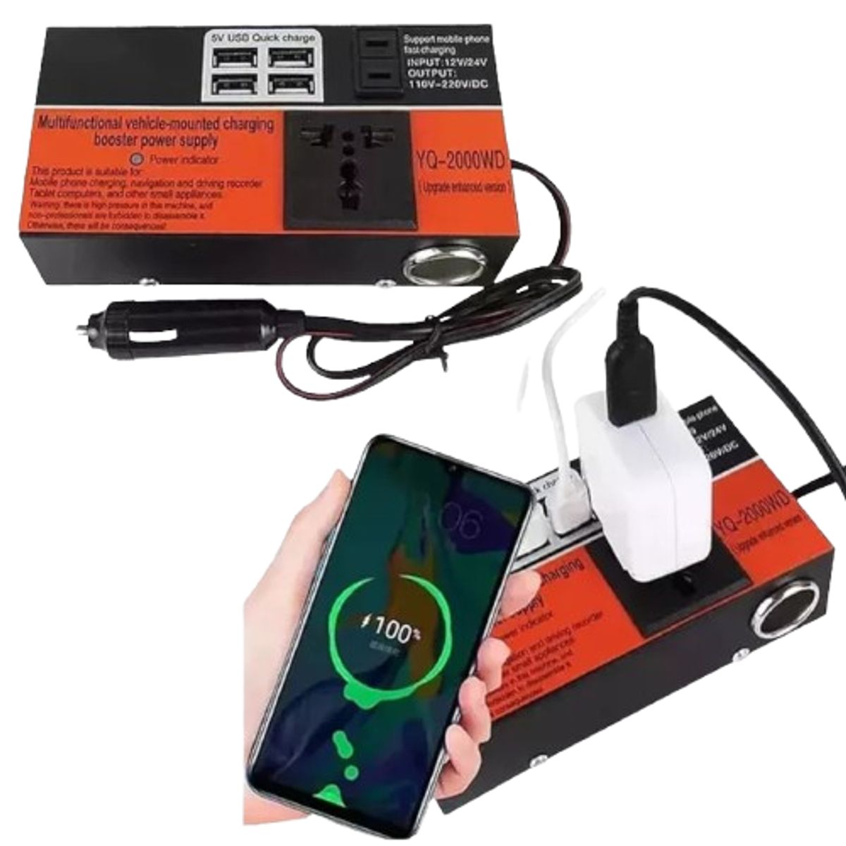 GENERICO - Inversor corriente autos convertidor 1500w 12-24v 110-220v