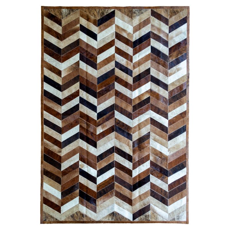 MOO HOGAR - Alfombra Cuero Natural  166X236 Cm Diseño Chevron