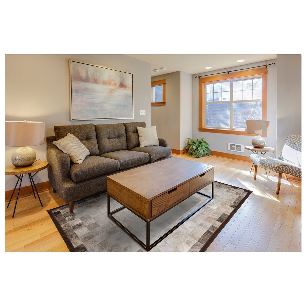 MOO HOGAR - Alfombra Cuero Natural 160 X 230cm Diseño 10 X 10 cm