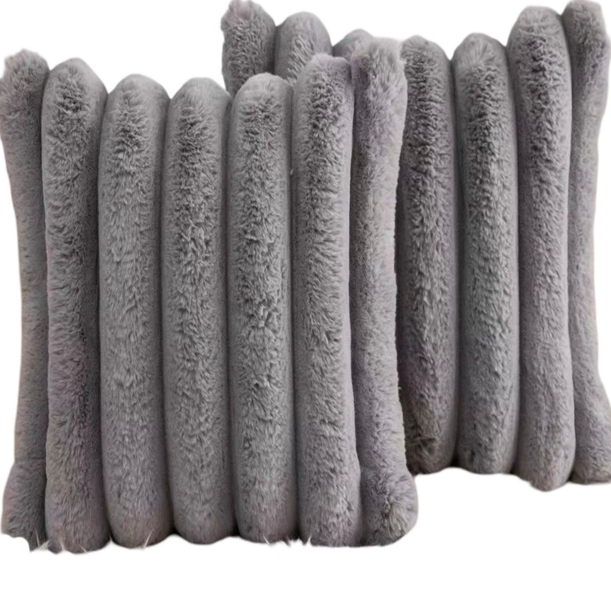 GENERICO - Juego de 2 Fundas de Cojín Plush-Gris