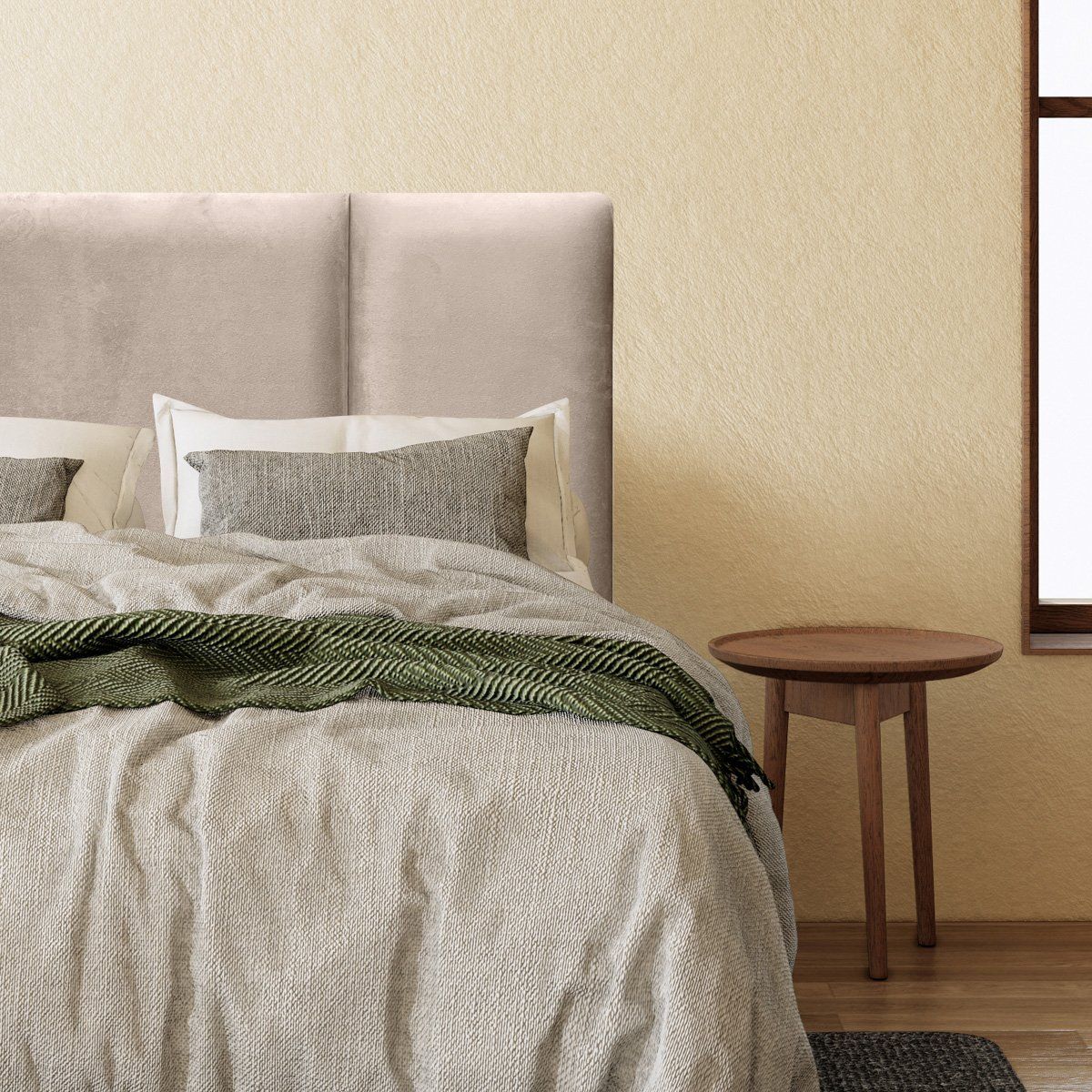 ESPACIO HOGAR - Respaldo de Cama Block Felpa Beige - Super King