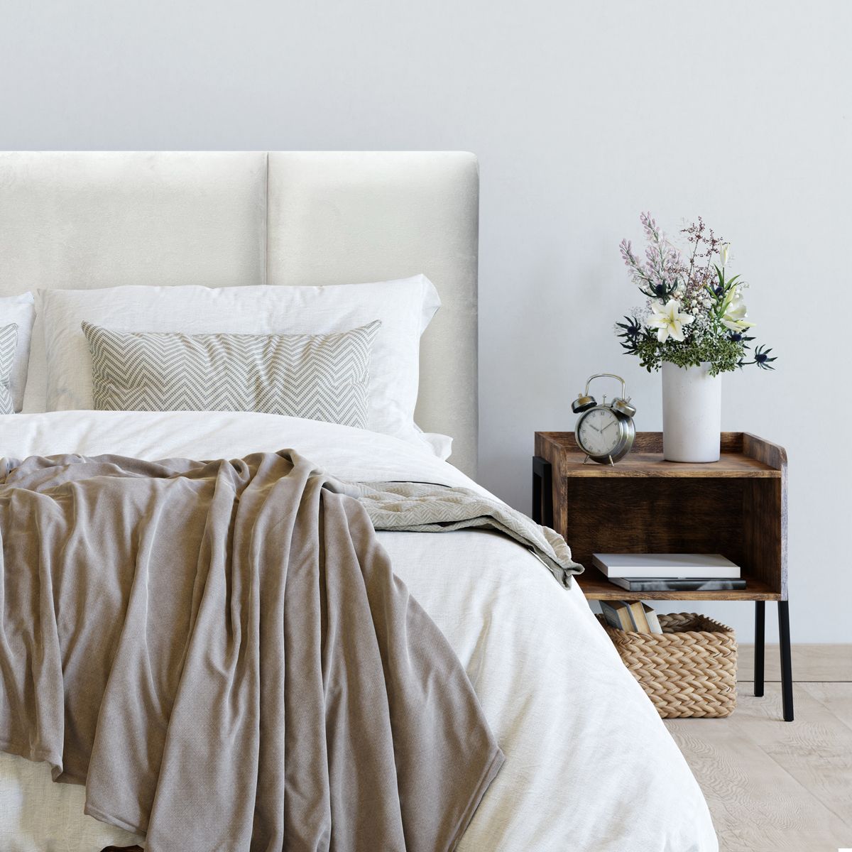 ESPACIO HOGAR - Respaldo de Cama Block Felpa Crema - King