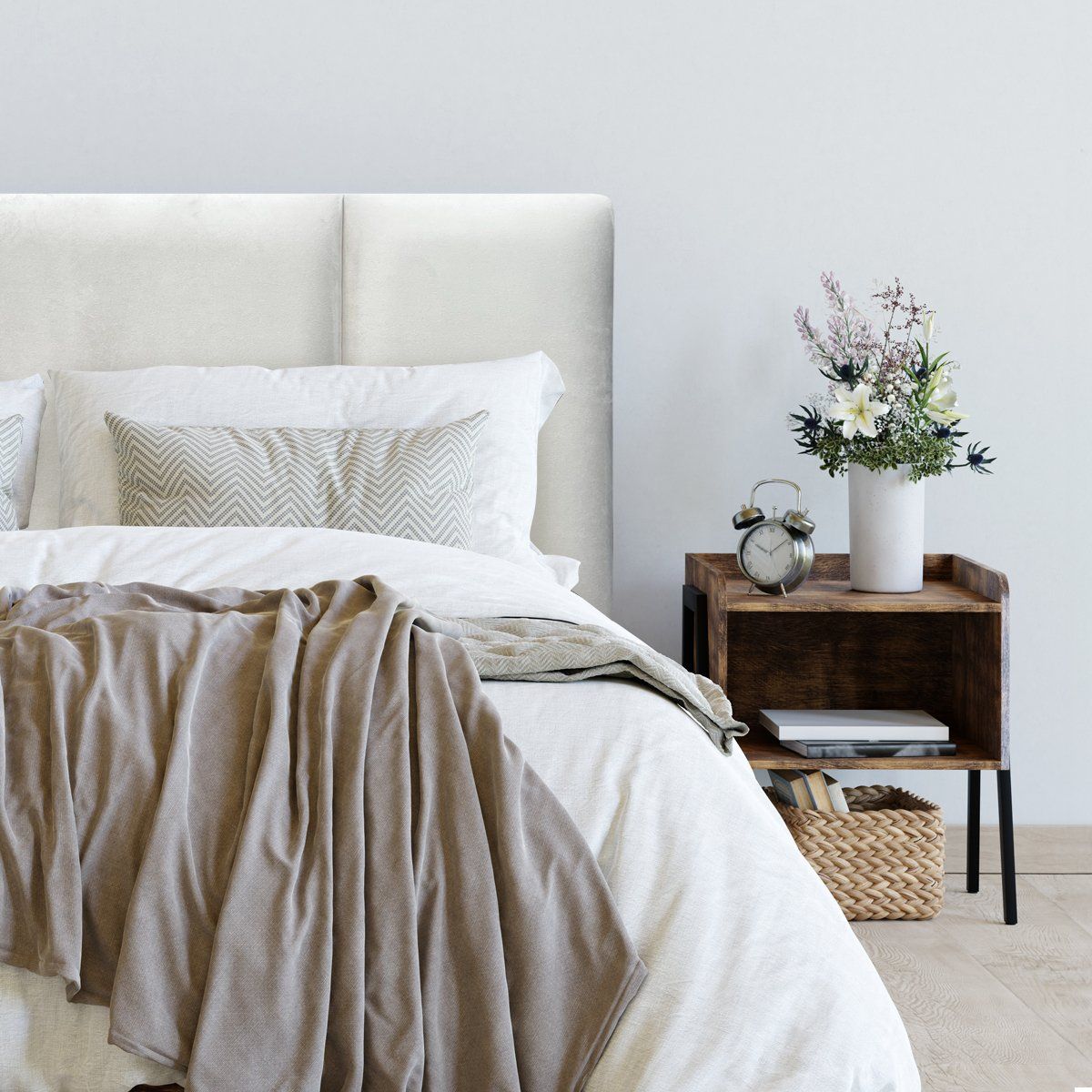 ESPACIO HOGAR - Respaldo de Cama Block Felpa Crema - Super King