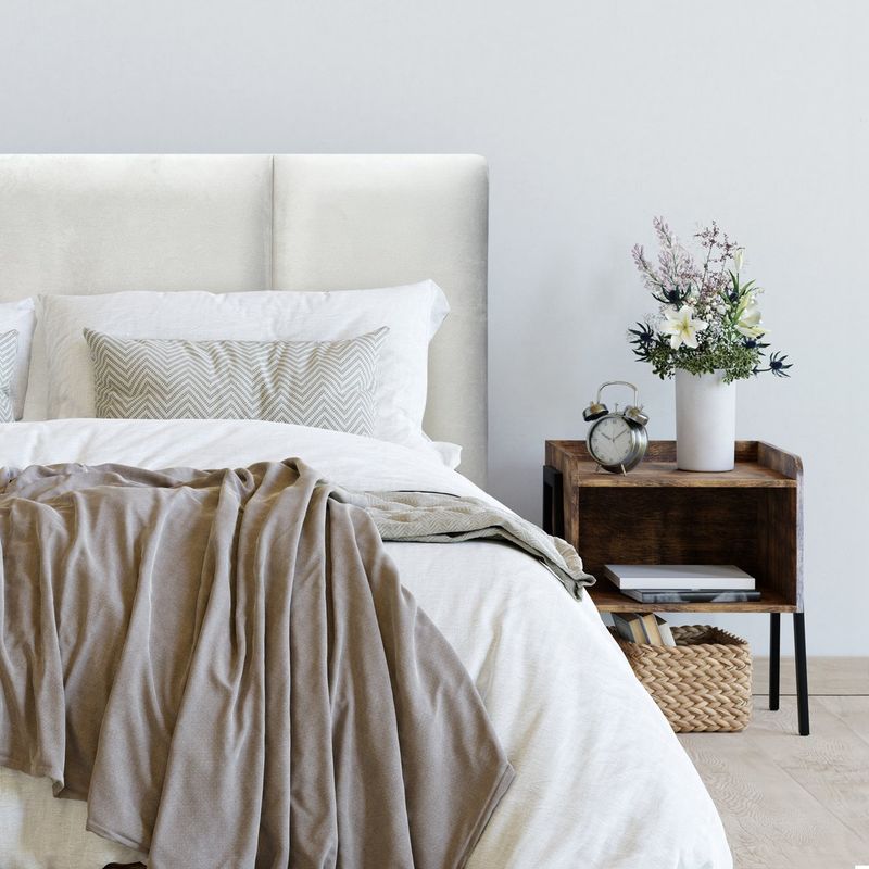 ESPACIO HOGAR - Respaldo de Cama Block Felpa Marfíl Super King