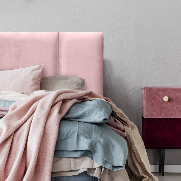 Respaldo de Cama Block Felpa Rosado Claro - 1.5 Plaza